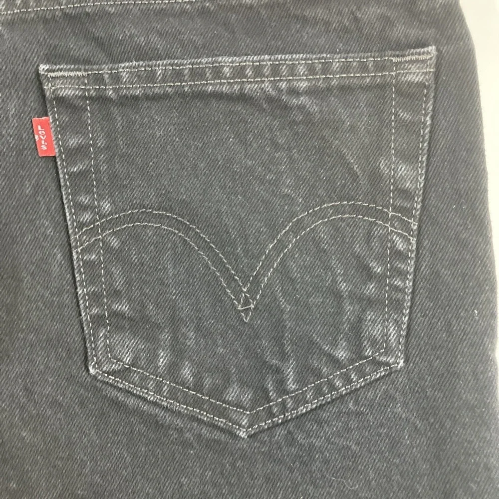 Levis 505 Jeans Mens 34x30 Black Straight Leg Zip Fly Stretch Denim